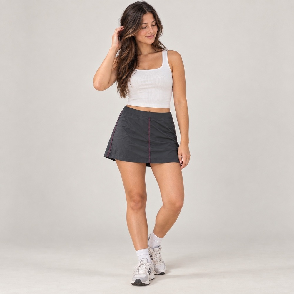 Columbia Womens Grey Active Skort Pink Contrast Stitching Built-in Shorts